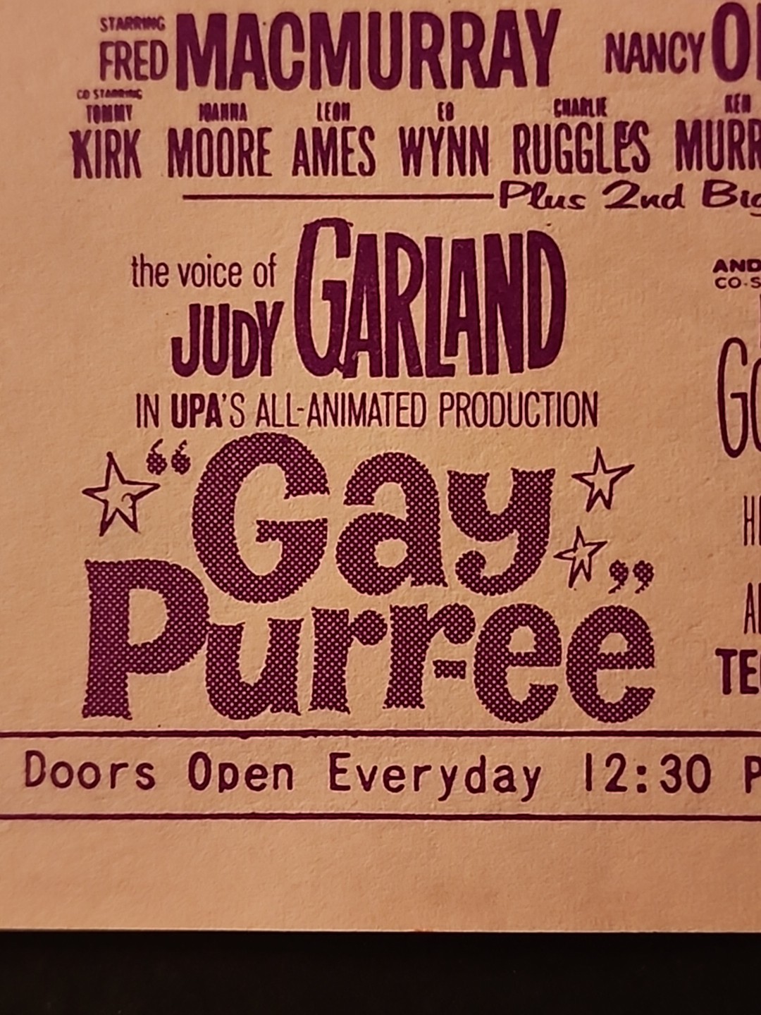 1962 JUDY GARLAND GAY PURREE & WALT DISNEY FRED MACMURRAY FLUBBER FLIER Herald