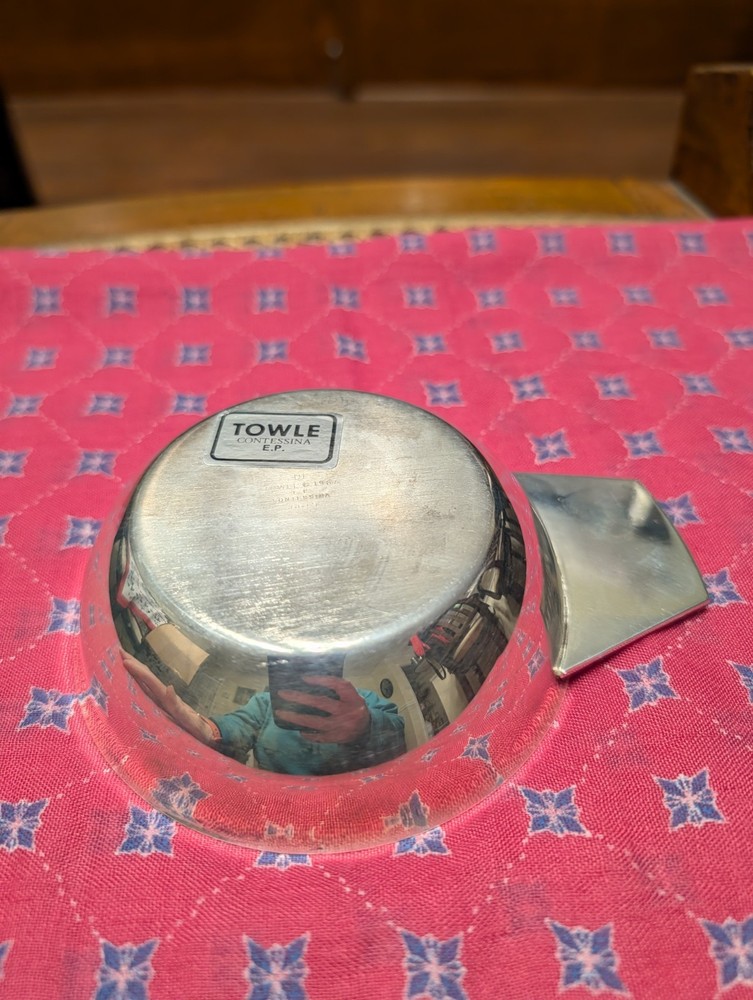 VTG Towle Silver Plated Contessina Trinket Dish Embossed Floral Handle EP 5.5”W