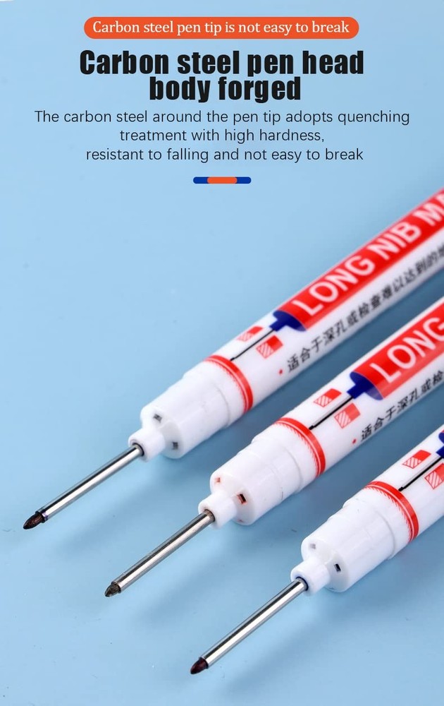 6pcs Long Head Marker Pens Multi-Purpose Deep Hole Red, Black, Blue