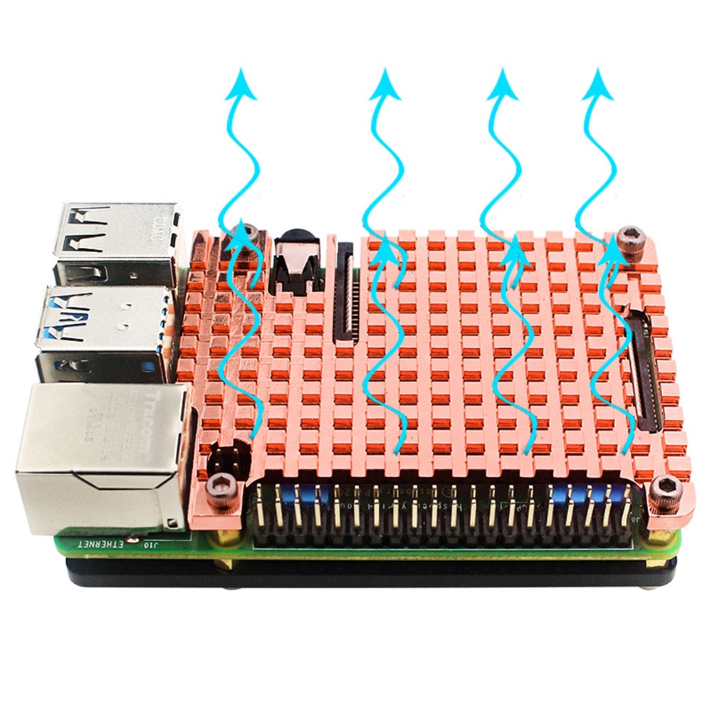 Thin Copper Heatsink Protective Passive Cooling Case Set For Raspberry Pi 4B