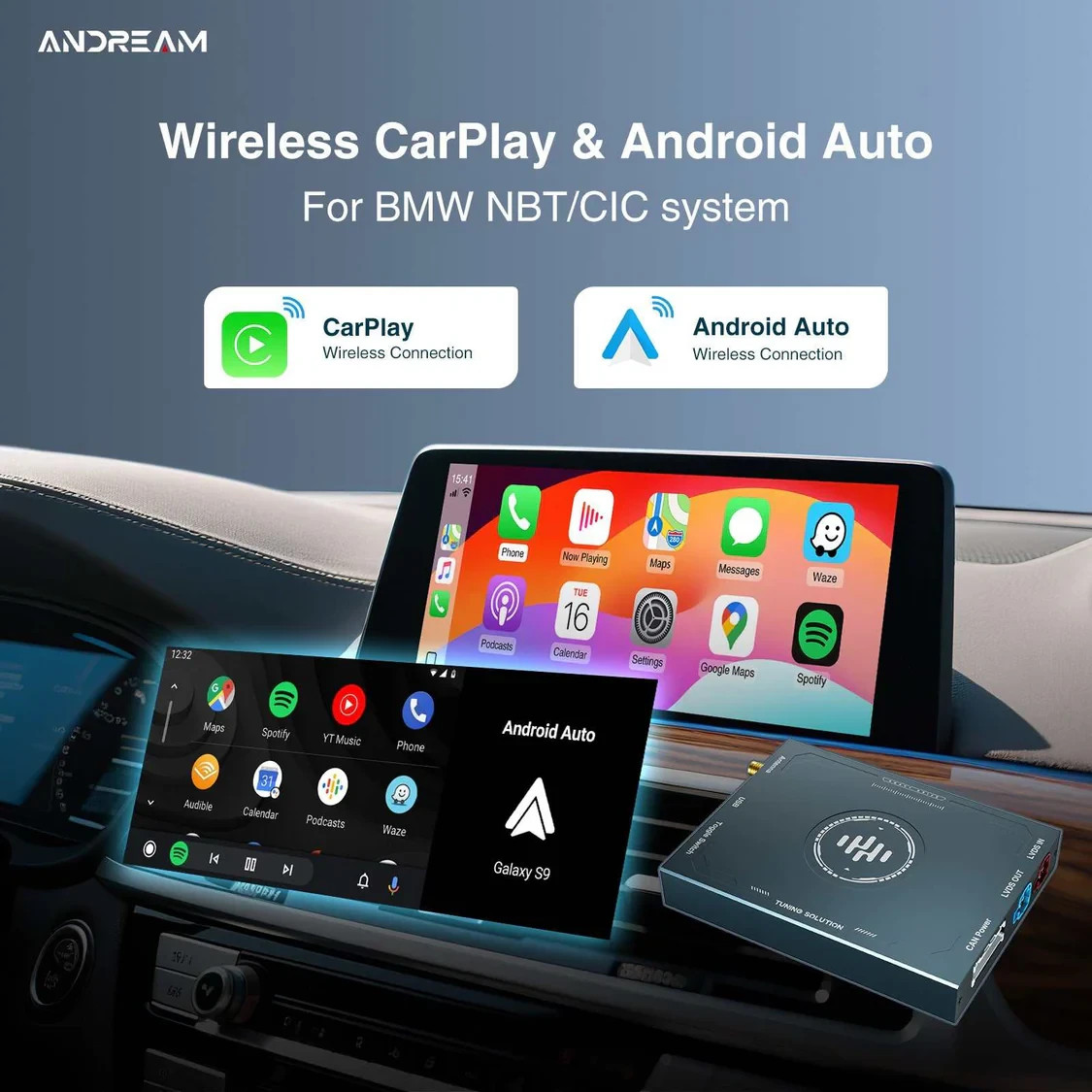 Wireless Carplay Android Auto Box For BMW NBT 2012-2017 Year Support GPS Camera