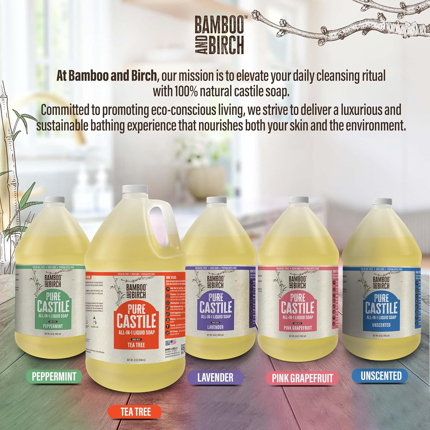 Pure Castile Soap Liquid Organic, Certified Palm 64 Fl Oz (Pack of 1) Unscented