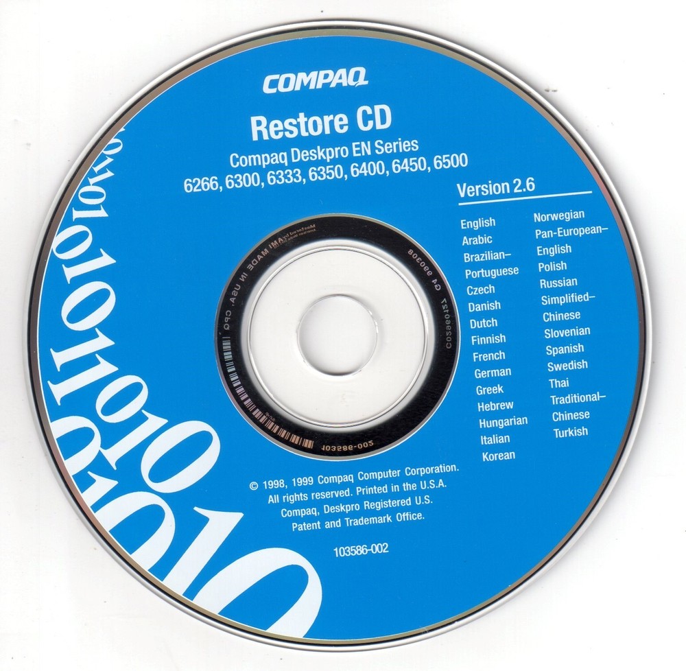 Compaq Restore CD for Deskpro EN Series