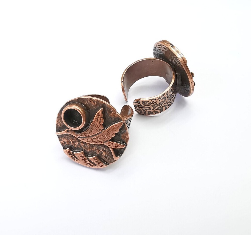 Bird Ring Blank Setting, Cabochon Mounting, Adjustable Resin Base, Inlay Ring