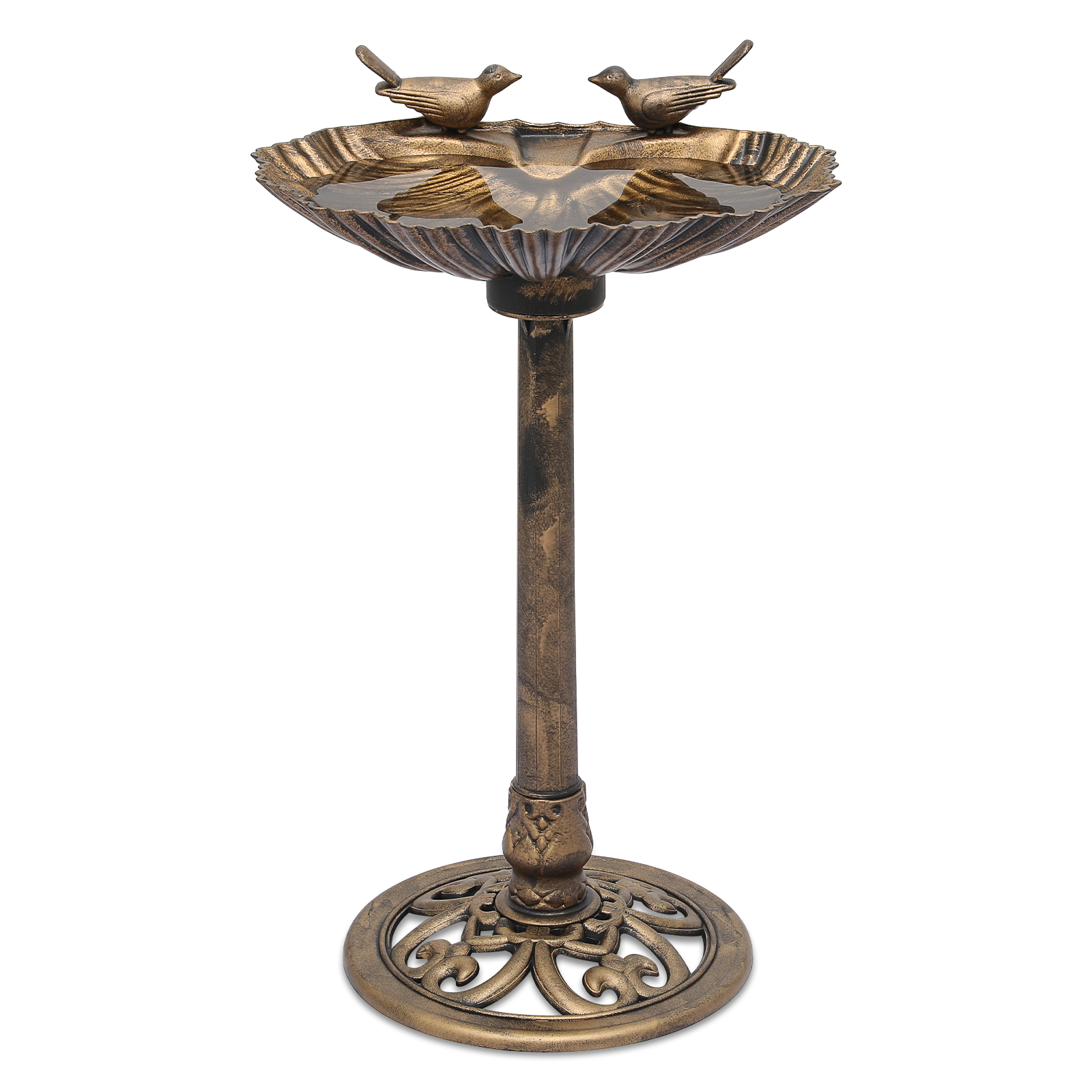 Outdoor Pedestal Solar Pumb Bird Bath Freestanding Bronze Garden Backyard Decor
