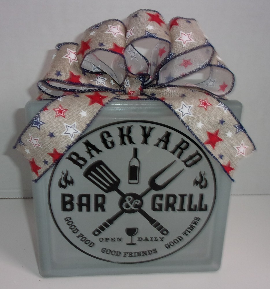 Backyard Bar & Grill Lighted Glass Block