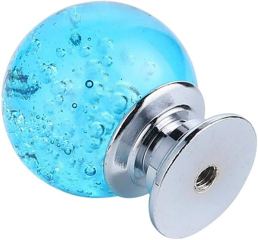 IEIK10 PCS Crystal Cabinet Knobs Azure Blue Round Glass Bubbles Knobs Smooth ...