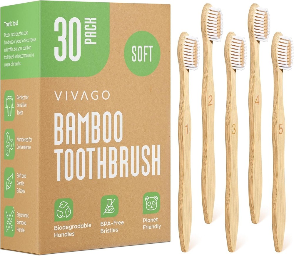 Recyclable Soft Bristles Toothbrushes 30 Pack