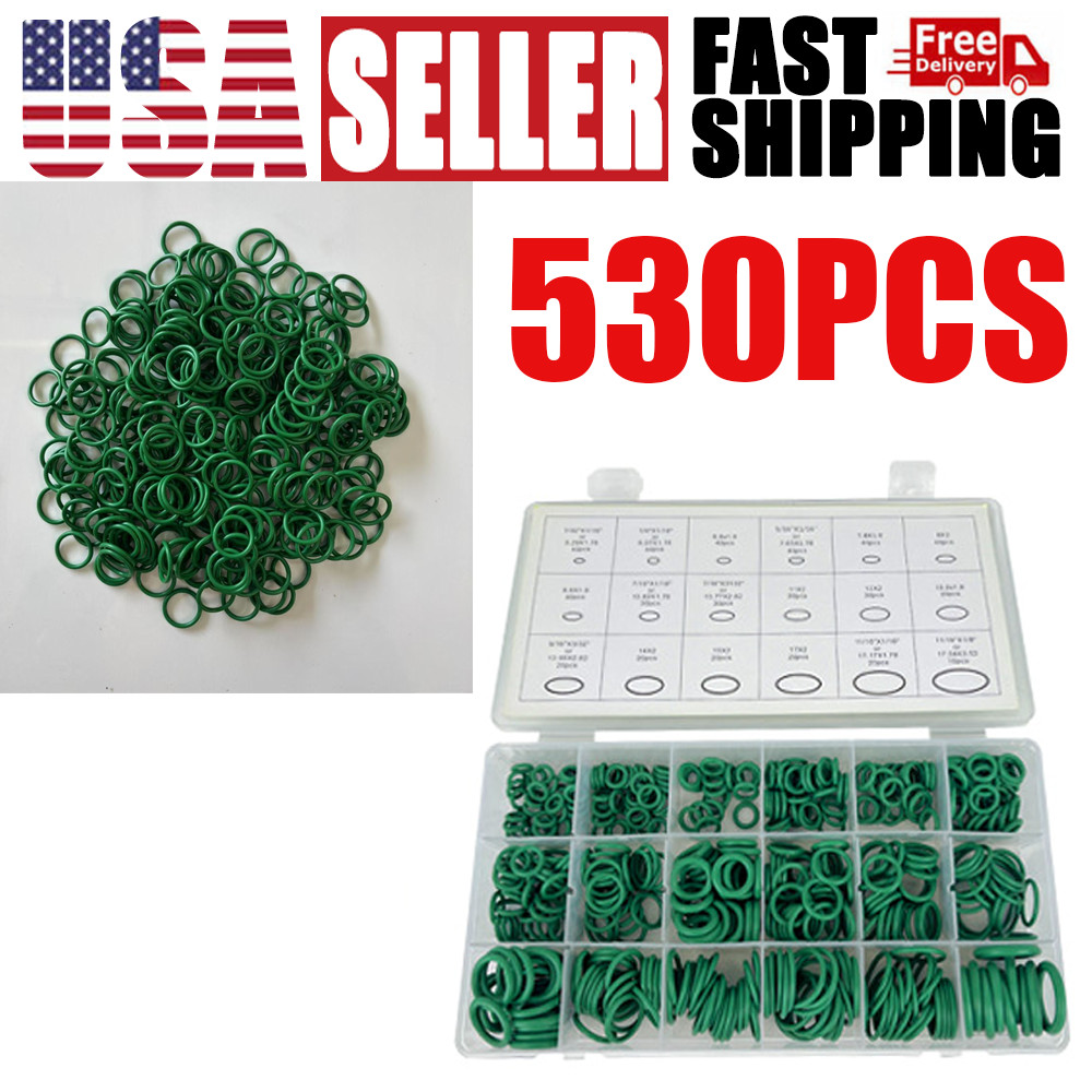 For A/C Compressor 530PCS Green HNBR O-Rings Assortment Kit 18 Sizes