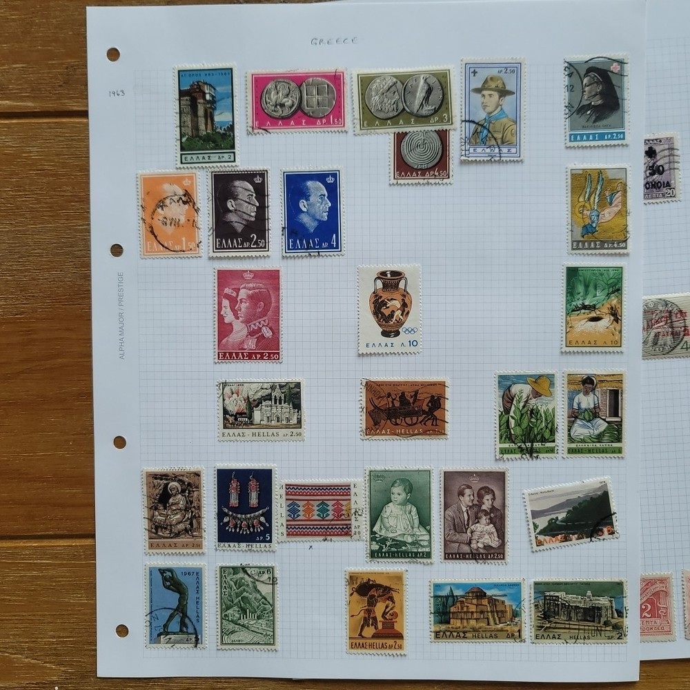 Greece Stamps On 9 Pages