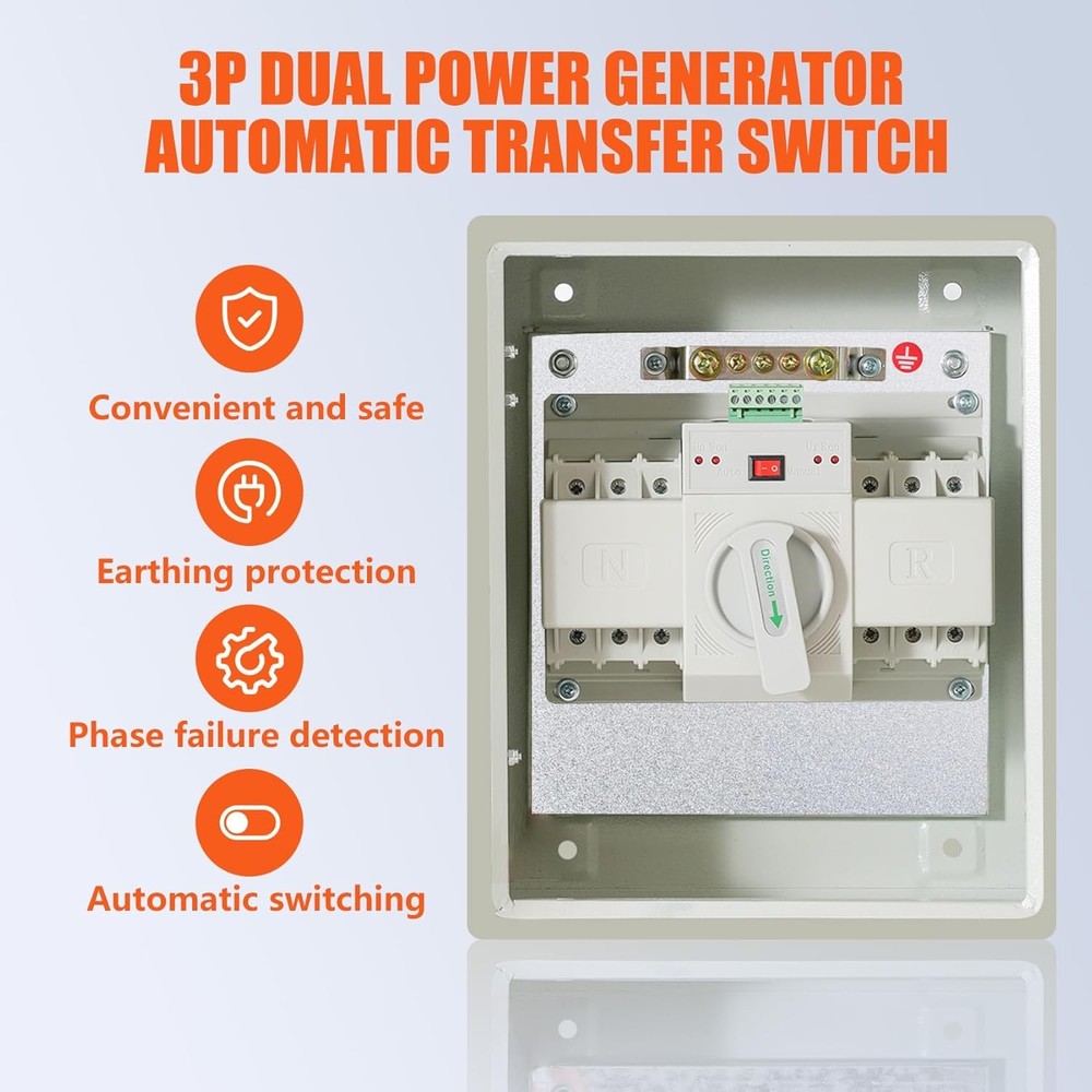 Upgraded Automatic Transfer Switch for Generator, 100 Amp Dual Power Transfer, 3