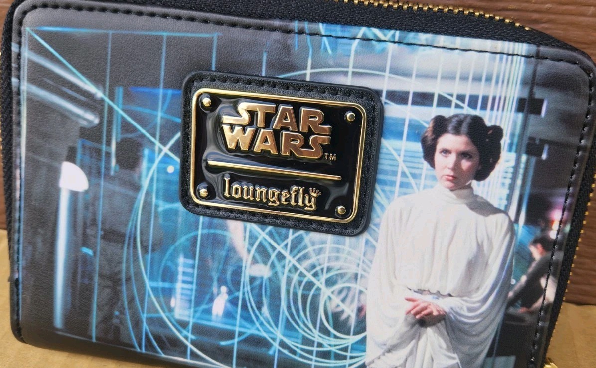 Loungefly Star Wars Wallet Princess Leia Luke Skywalker Zip Around Black