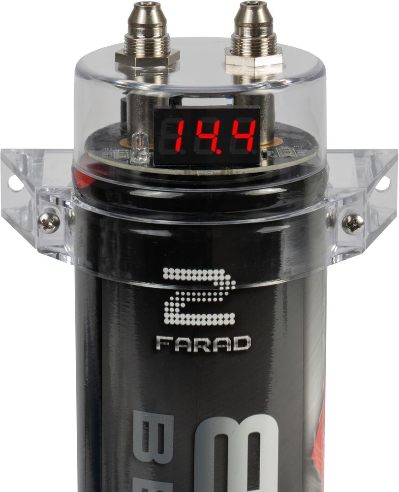 Rectangular 2 Farad Capacitor with Digital Voltage Display and Mounting Brackets