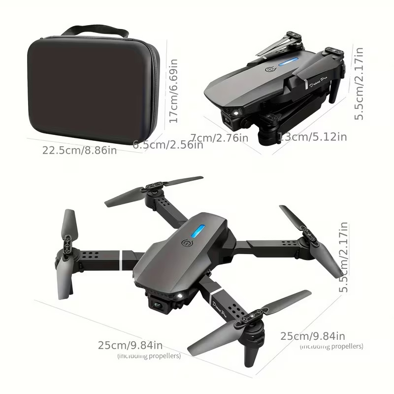 E88 Drone with Built-In Screen Control, Camera RC Drone with HD Display