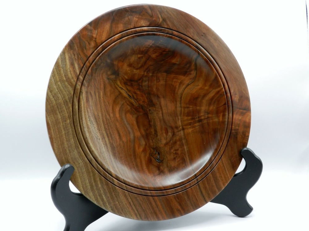 Handmade Crotch Figured Black Walnut Platter. Stunning flame pattern/colors. #95
