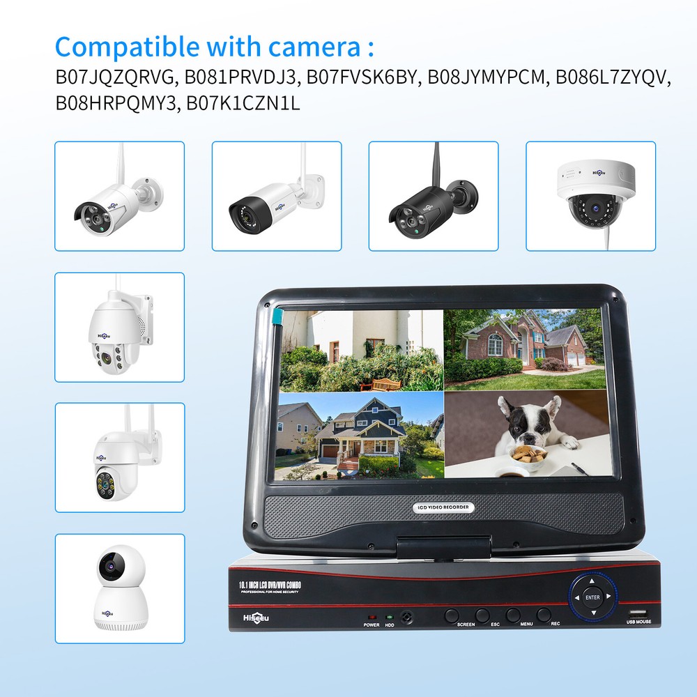 10'' LCD Wireless WiFi NVR 8 Channels Network Video Recorder For EseeCloud APP