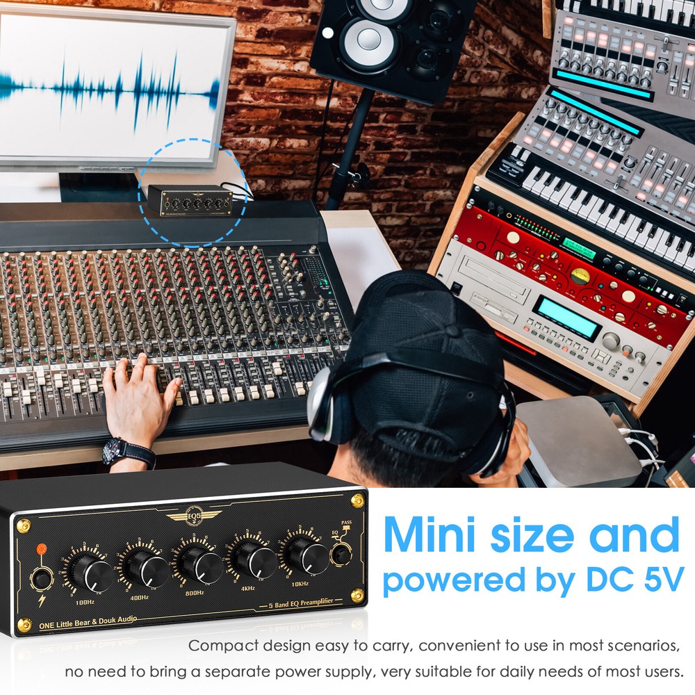 Mini 5-Band EQ Preamp Equalizer for Amplifier / Speaker Stereo Audio Processor