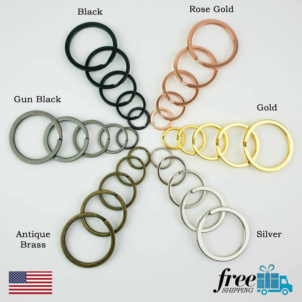 Split Ring Flat Surface Key Rings Double Loop Keychain Metal Plating