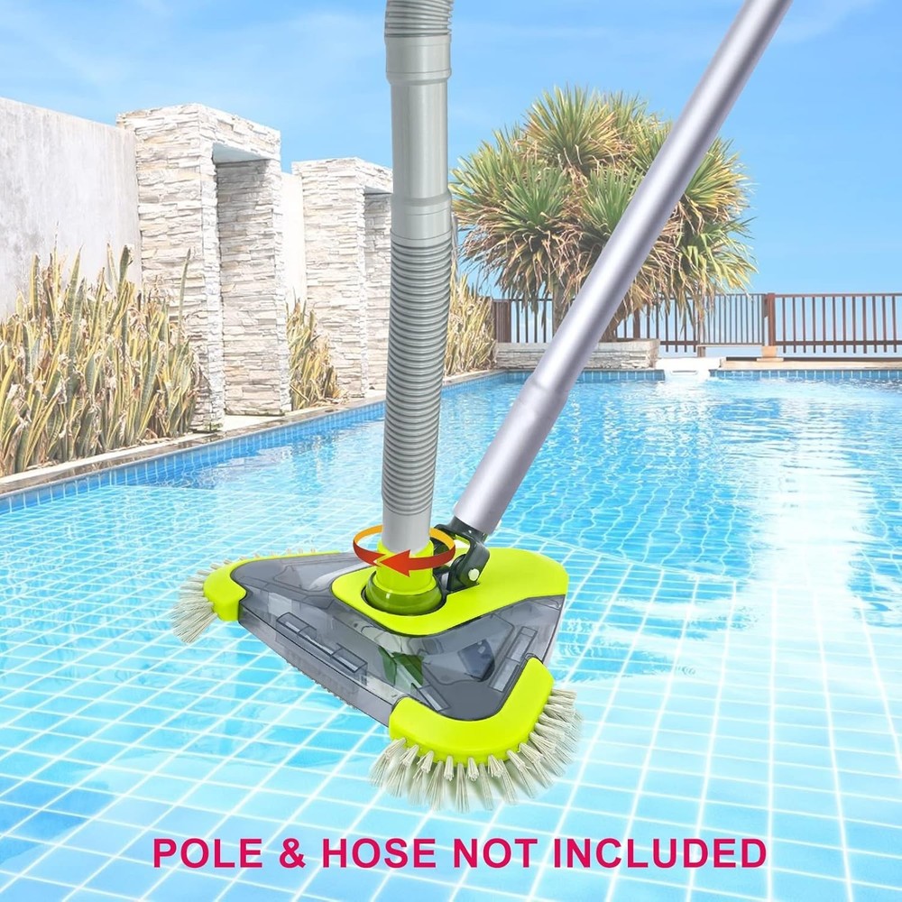 Upgrade Your Pool Cleaning - Triangular Vacuum Head with Side Brush & 2 Adapters