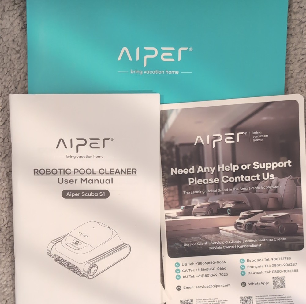 Aiper Scuba S1 Robotic Pool Cleaner Automatic Empty Function Power Cord Manual