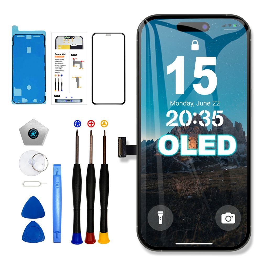 For iPhone 15 OLED Premium Display Touch Screen Replacement Digitizer Assembly