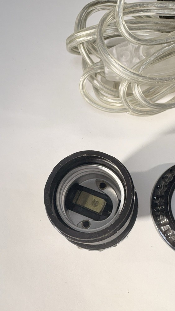 Vintage long silver power cord and phenolic bulb socket C