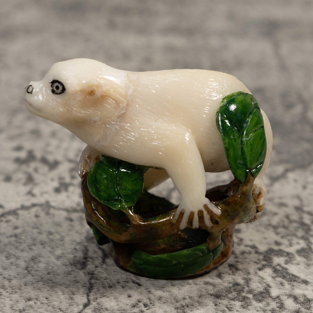 White Natural Monkey Tagua Carving