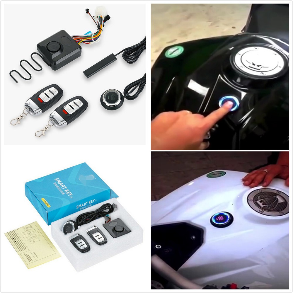 Smart Key Motorcycle Engine Ignition Switch Start Push Button Alarm Anti-theft