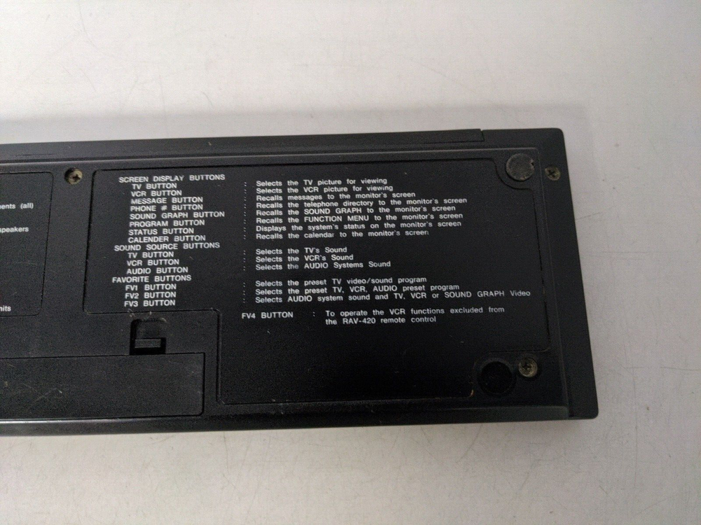 FISHER VIDEO TECH COMPUTERIZED AUDIO/VIDEO REMOTE CONTROL RAV-420