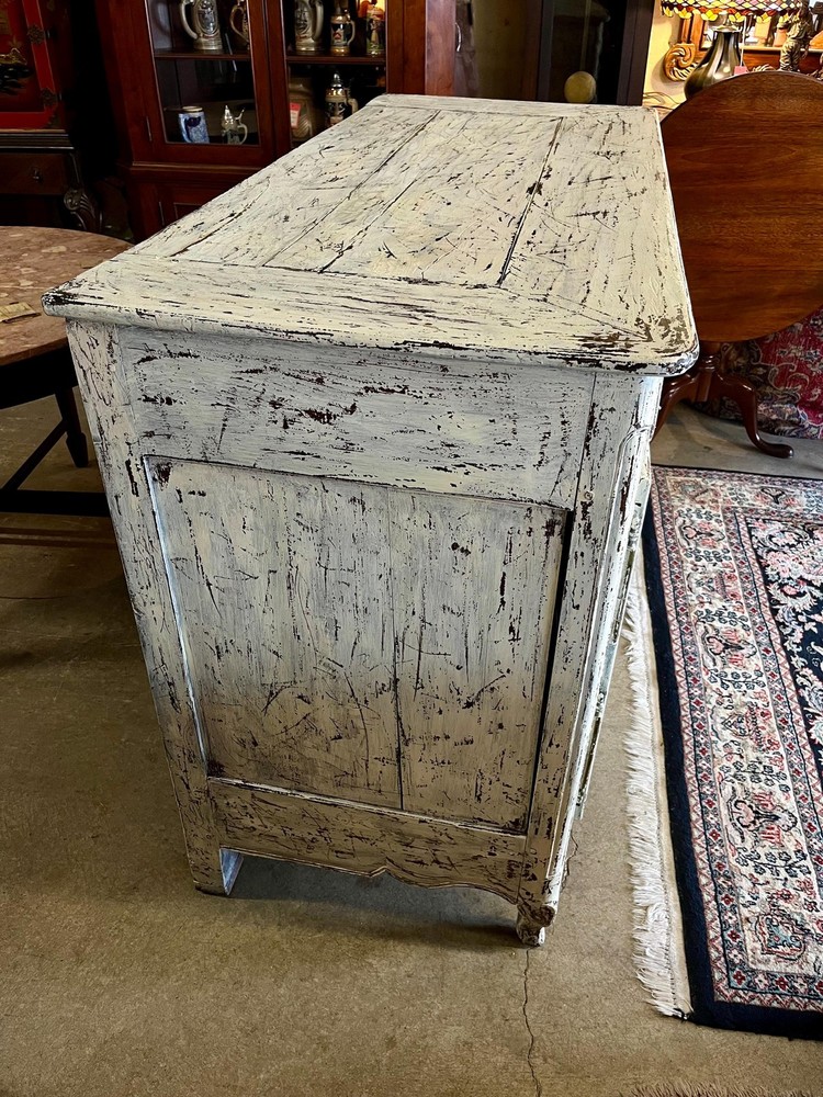 Antique Louis XV Style Buffet Sideboard Distressed White