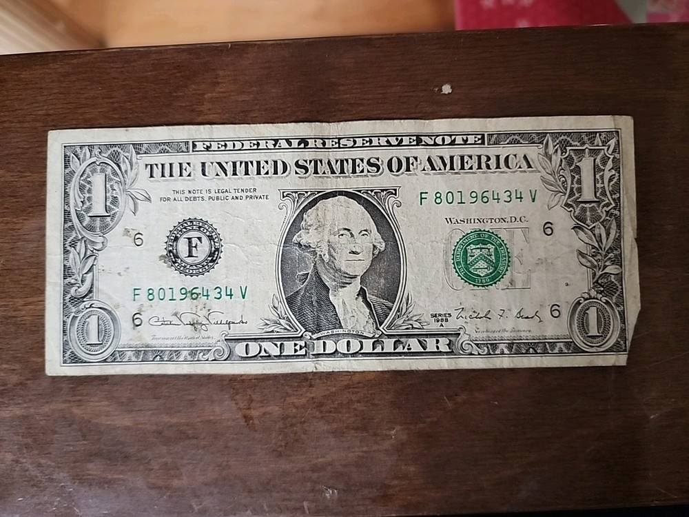 1988 A Web Press Note Dollar Bill.