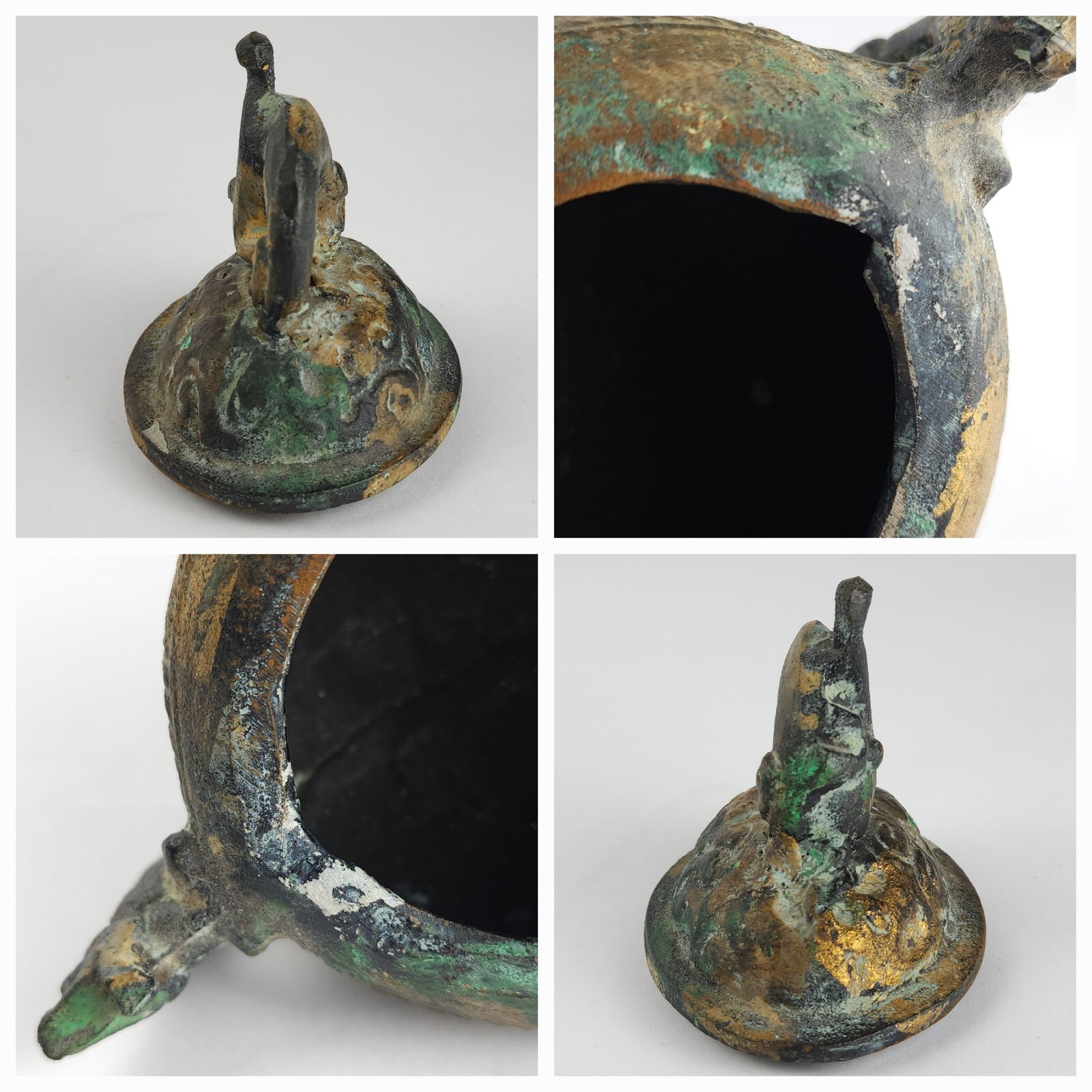 Vintage Metal Censer Lidded Incense Pot w/ Dolphin Chinese Or Japanese Replica