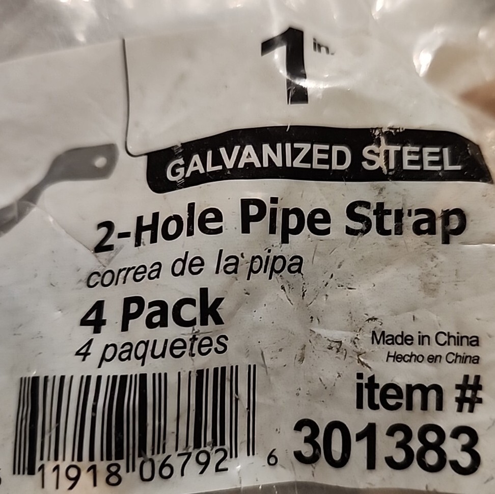American Valve ~ PIPE STRAP, 1", Galvanized 4 pack, item #301383