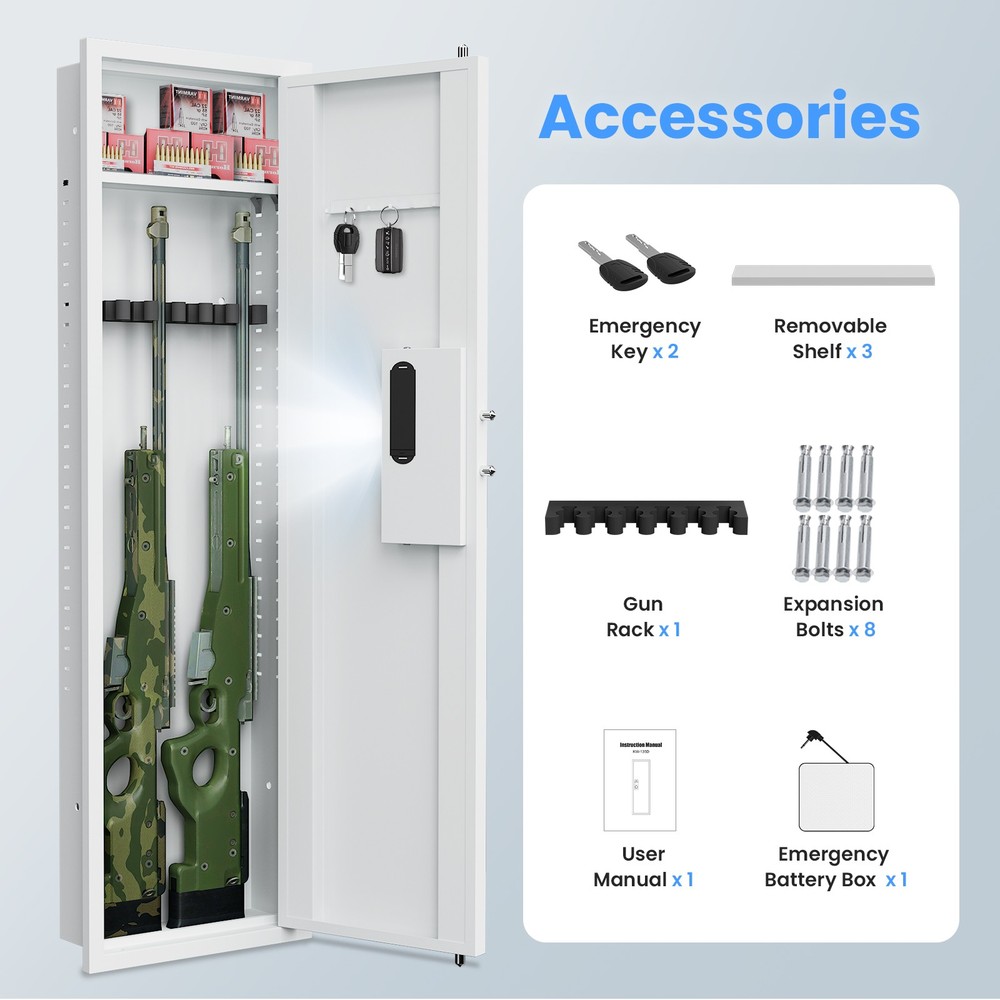 Secondhand 53"Biometric Hidden Wall Safe Between Studs Wall Gun Safe for Rifles