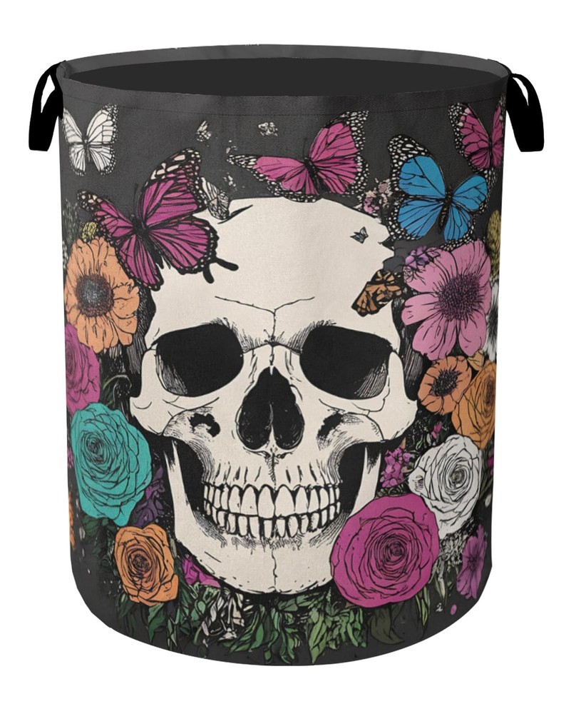 Skull Gothic Laundry Hamper - Foldable Waterproof Fabric Laundry Basket with ...
