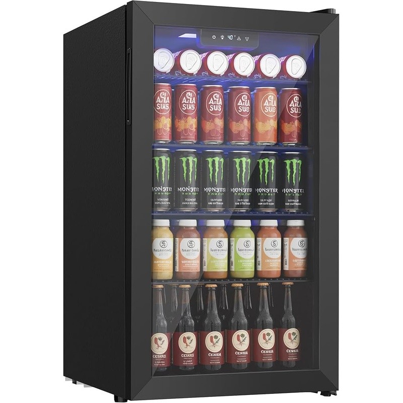 Compact Beverage Cooler 126 Can Capacity Adjustable Shelves Smart Temp Control
