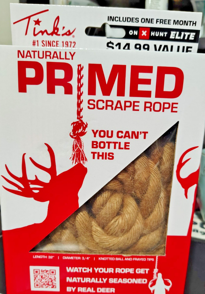 TINKS NATURALLY PRIMED SCRAPE ROPE  NEW