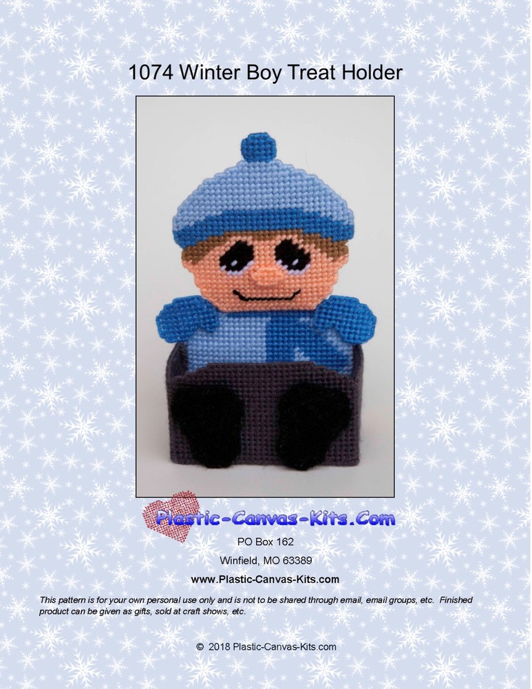 Winter Boy Treat Holder-Christmas- Plastic Canvas Pattern or Kit