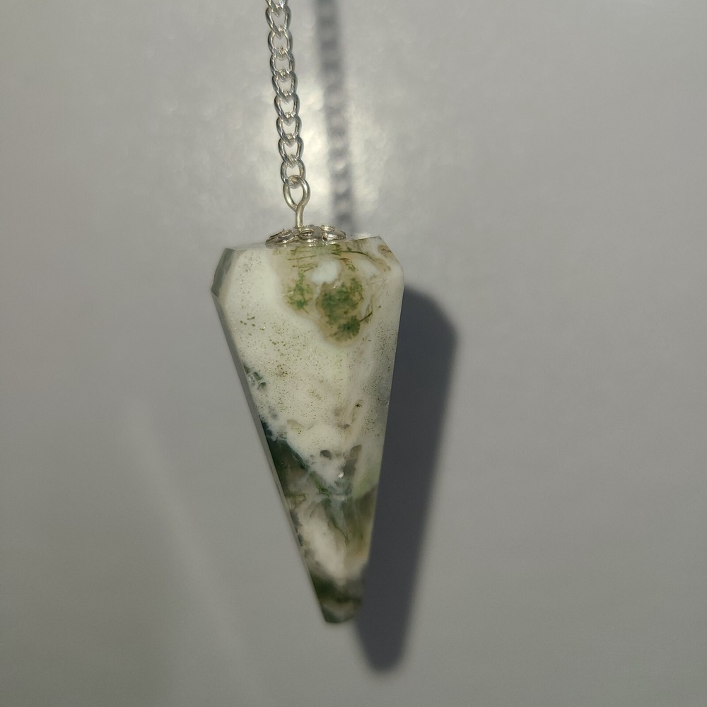 Tree Agate Faceted Cone Crystal Dowsing Pendulum Divination Tool