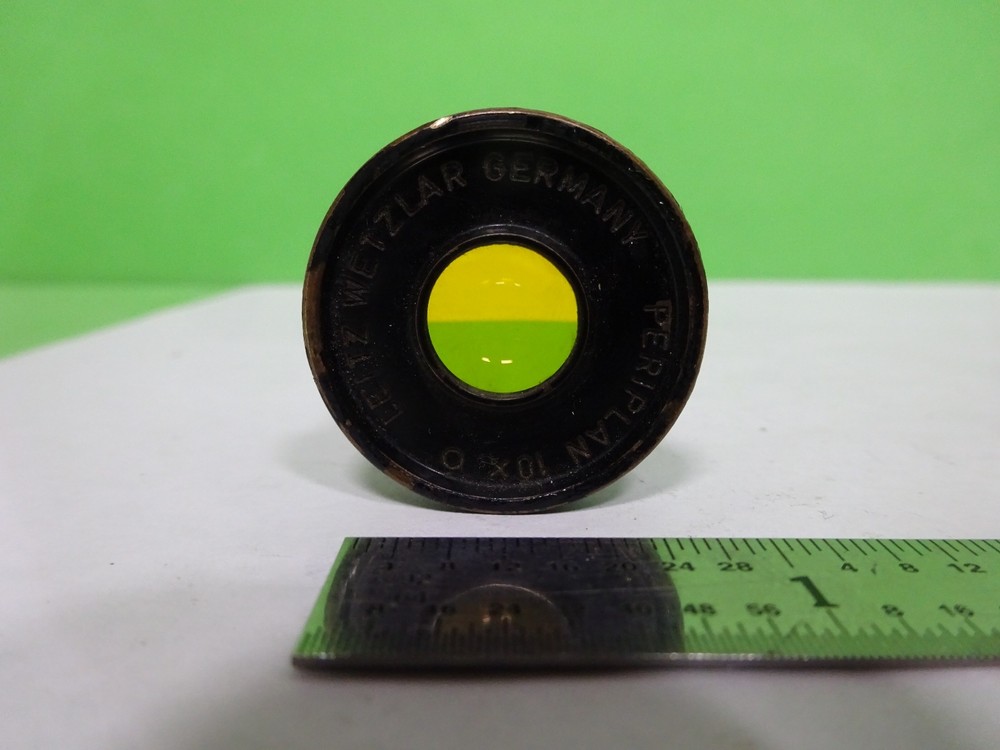 MICROSCOPE LEITZ GERMANY EYEPIECE OCULAR YELLOW FILTER 10X OPTICS AS IS #2B-E-21