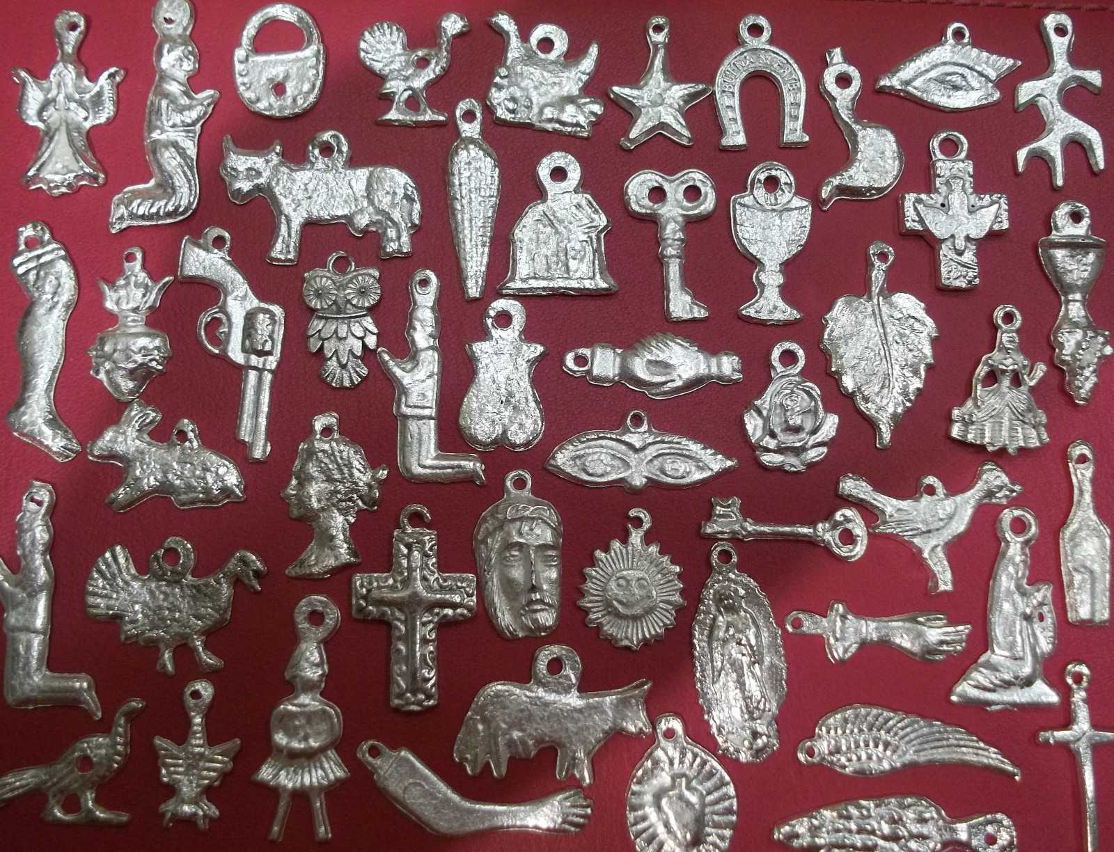 25 Milagro Miracle Charms Mexican Folk Art SILVER Assorted Exvoto Ex Voto