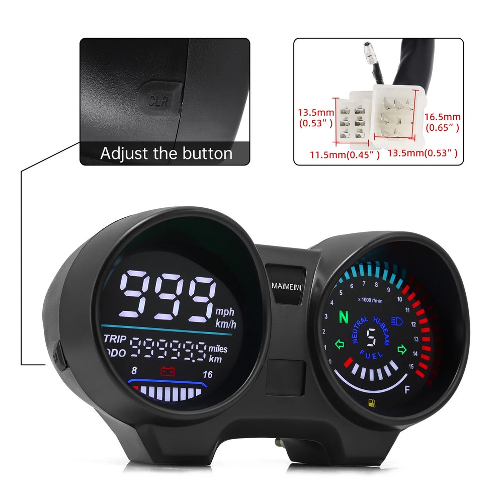 Universal Digital Meter Board For Motorcycle LCD Speedometer TachometerIndicator