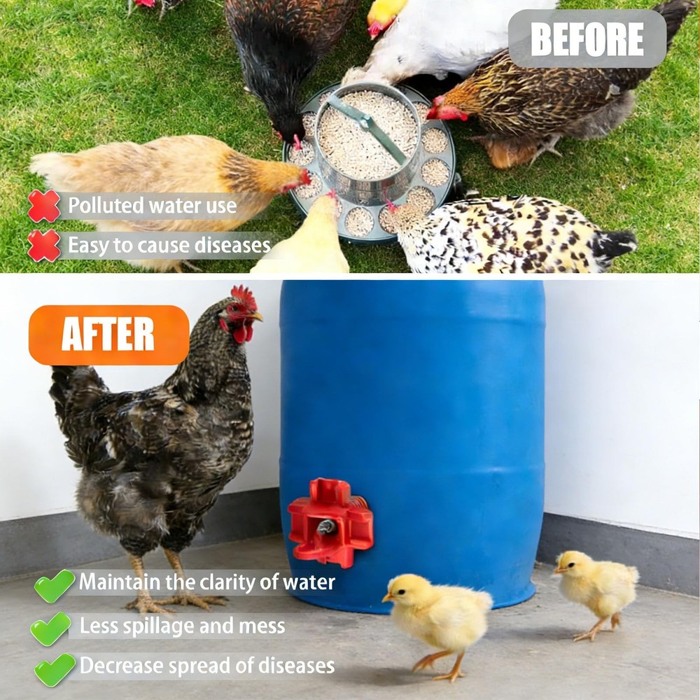 15 pcs Chicken Waterer Nipples with Drill Bits,Horizontal Automatic red