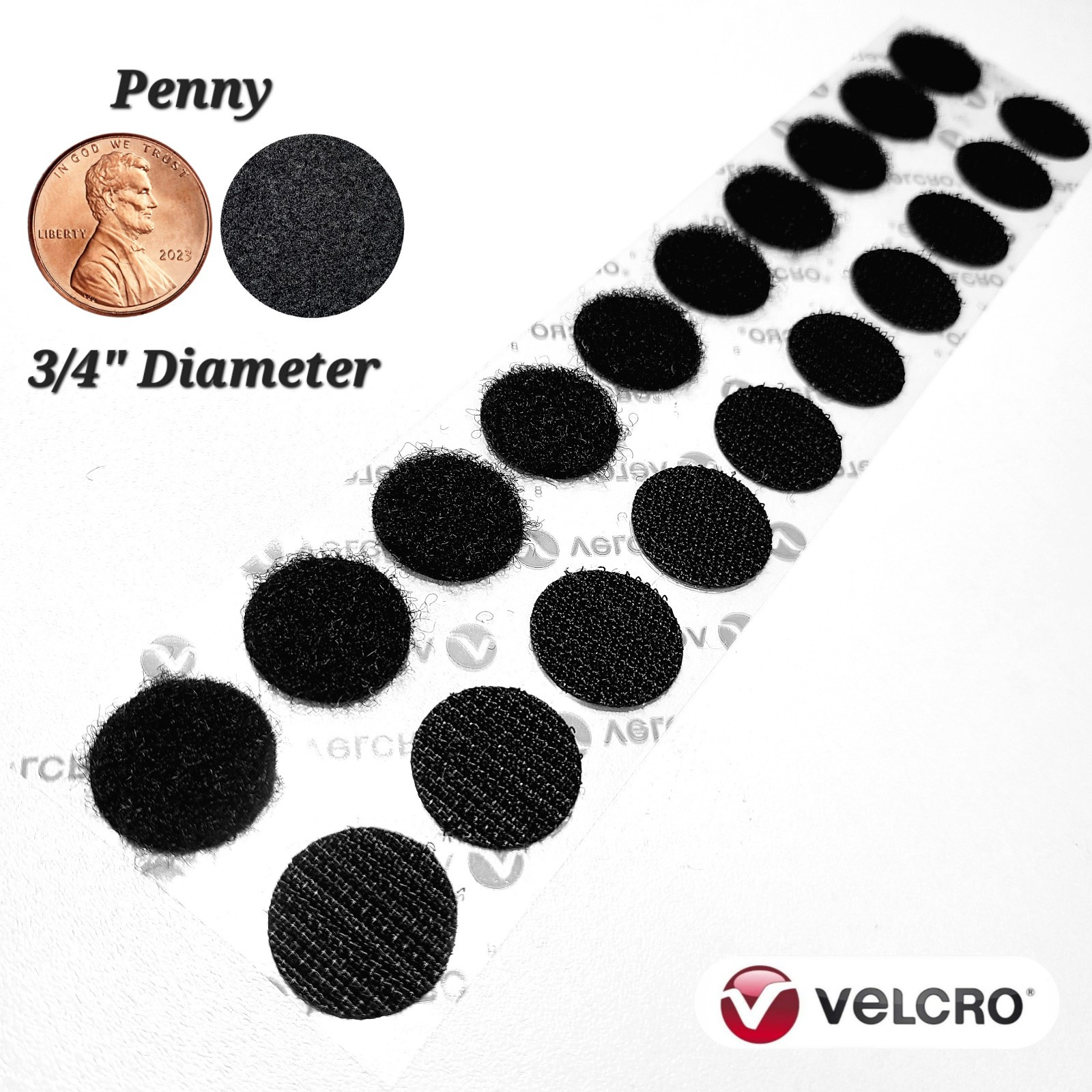 VELCRO® Brand Stick-On Dots- 3/4" Inch Diameter Circles - (10 Sets Hook & Loop)
