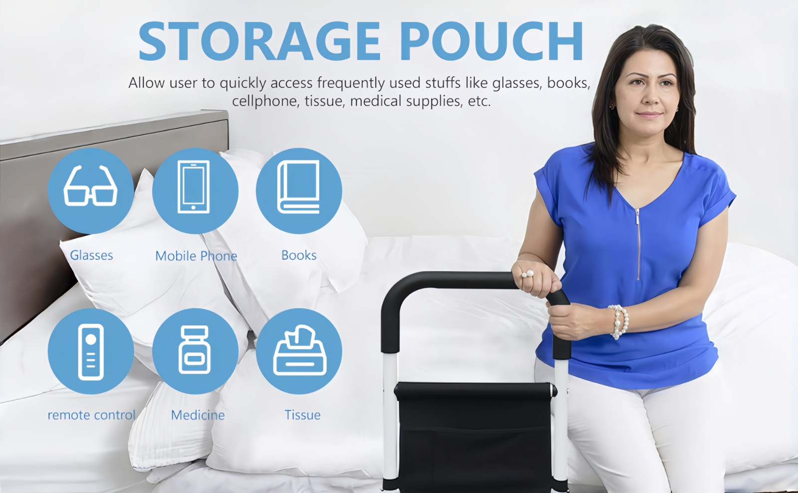 Bed Rails for Elderly Adults with Floor Support, Bed Side Assist Rail for Senior