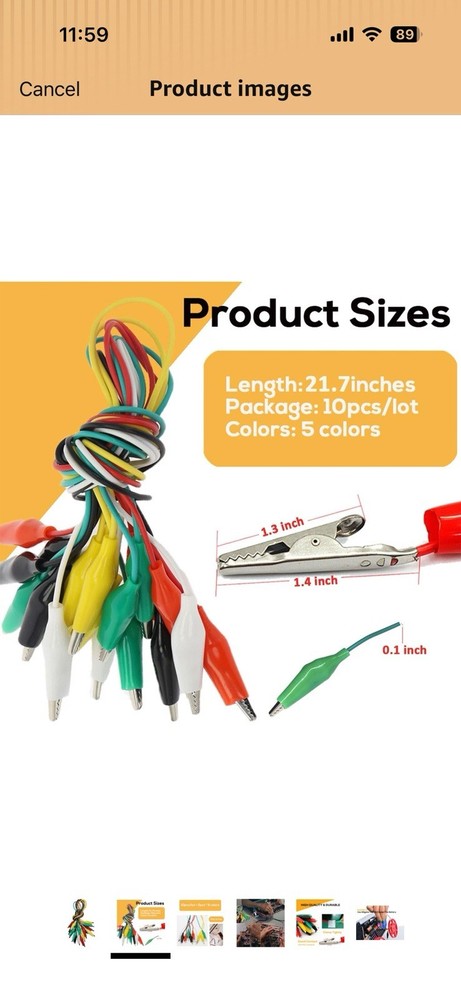 10PCS Premium Alligator Clips Electrical, 5 Colors Test Leads with Testing Pr...