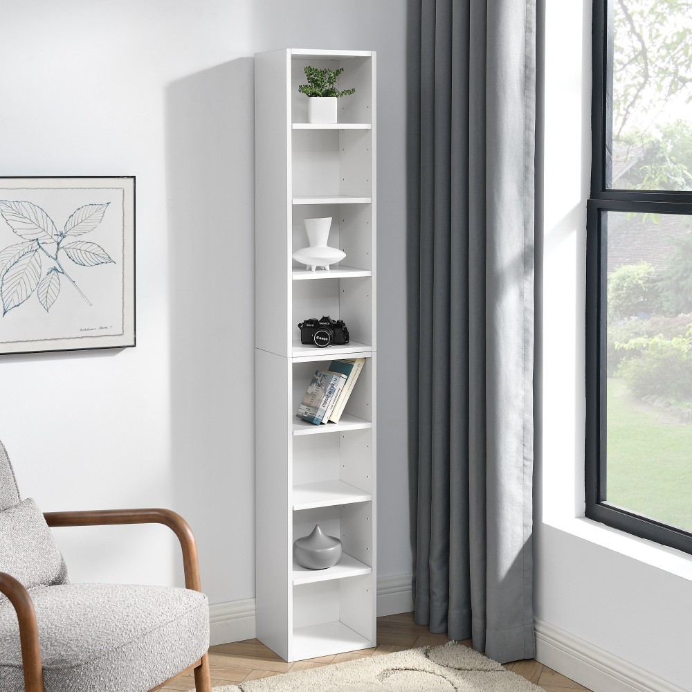 Multi-Purpose 8-Shelf Media Rack -Adjustable Bookcase,Slim Storage,Home Office