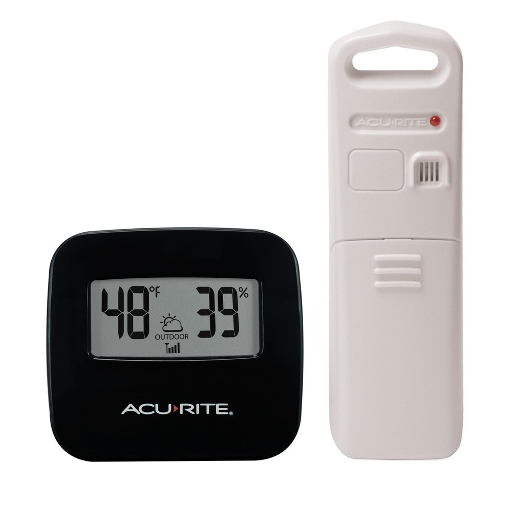 Wireless Thermometer Indoor Outdoor Humidity Sensor Black