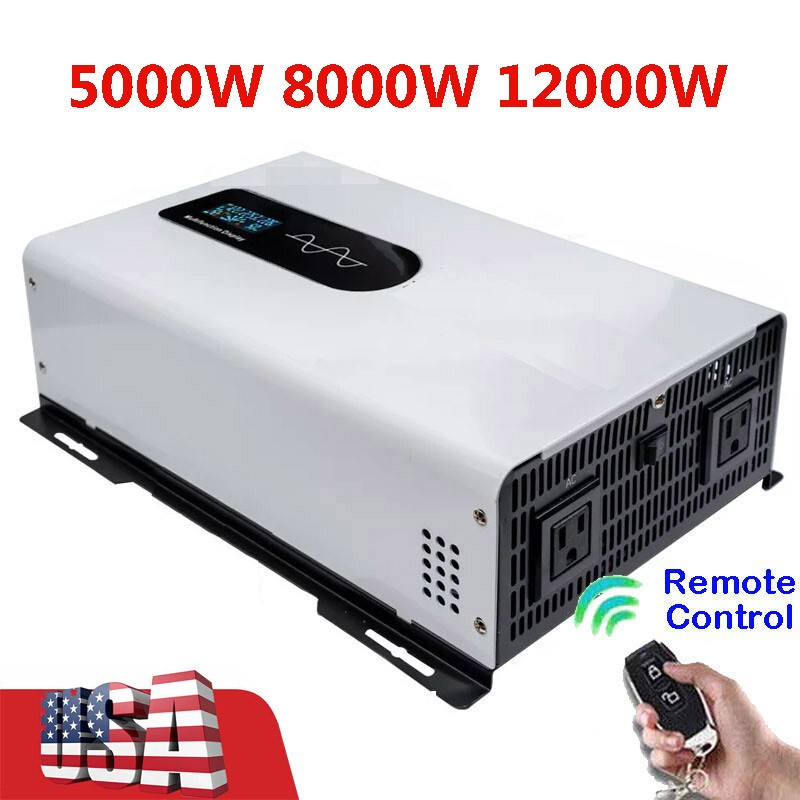 5000W 8000W 12000W 12V 24V 48V 72V to 110V/220V Pure Sine Wave Power Inverter US