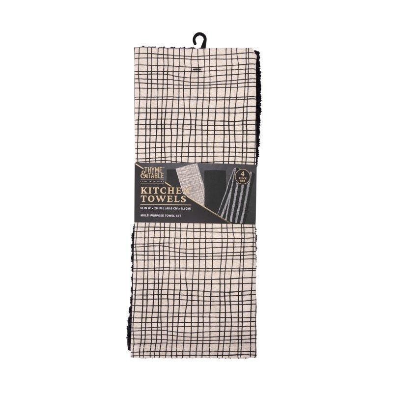 4-Pack Kitchen Dining Towels, Machine Washable, Soft & Durable, Crosshatch